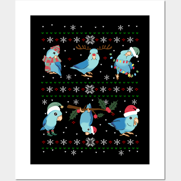 blue parrotlet Ugly Christmas Wall Art by FandomizedRose